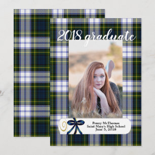 Gordon Dress Plaid Photo Graduation Annoucement Invitation