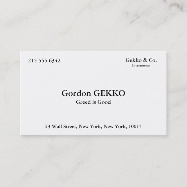 Gordon Gekko Business Cards (Front)
