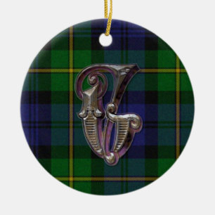 Gordon Plaid Monogram ornament