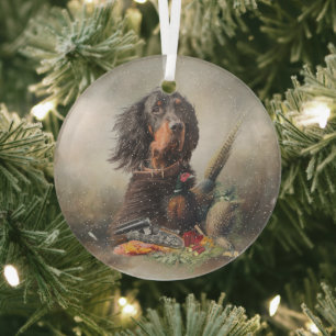 Gordon  Setter  art     Glass Tree Decoration