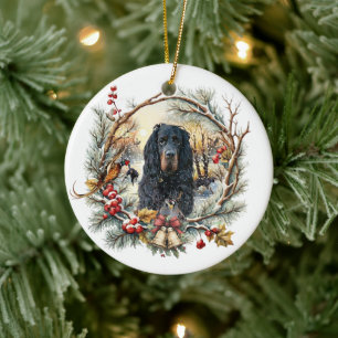 Gordon Setter Christmas Joy – Seasonal Dog Art Ceramic Tree Decoration