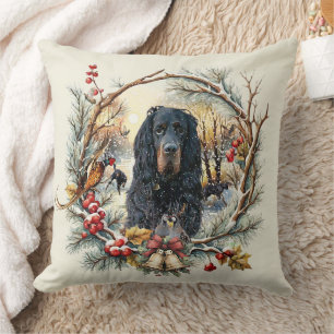 Gordon Setter Christmas Joy – Seasonal Dog Art Cushion