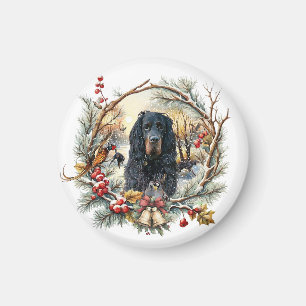 Gordon Setter Christmas Joy – Seasonal Dog Art Magnet