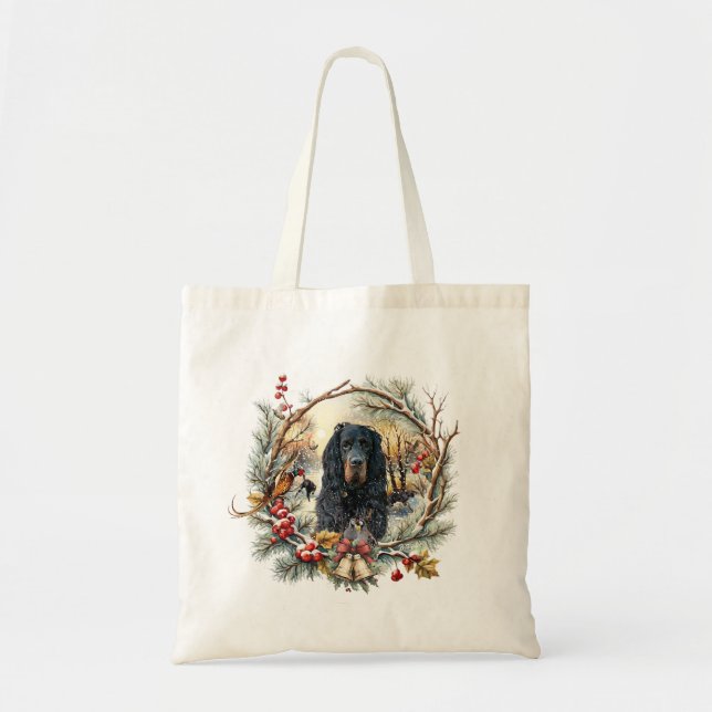 Gordon Setter Christmas Joy – Seasonal Dog Art Tote Bag (Front)