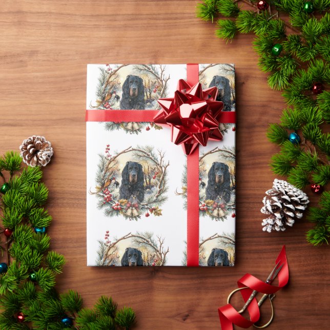 Gordon Setter Christmas Joy – Seasonal Dog Art Wrapping Paper (Holiday Gift)