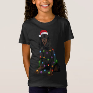 Gordon Setter Christmas Lights Xmas Dog Lover Sant T-Shirt