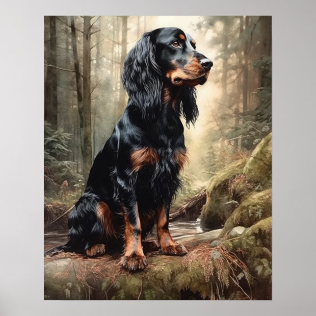 Gordon Setter Dog Art Print Poster (Front)