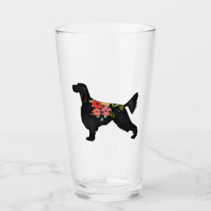 Gordon Setter Dog Breed Bohemian Floral Silhouette Glass