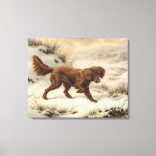Gordon Setter Dog in a Snowy Winter Landscape Canvas Print