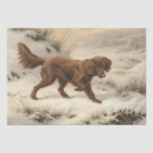 Gordon Setter Dog in a Snowy Winter Landscape Tissue Paper