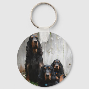 Gordon Setter Generations Painting Keychain