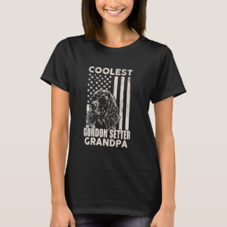 Gordon Setter Grandpa Vintage American Flag Funny  T-Shirt