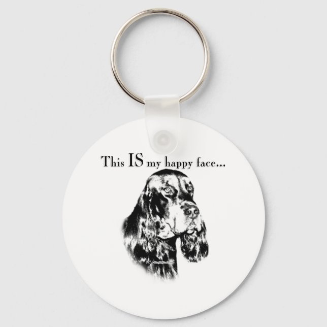 Gordon Setter Happy Face Key Ring (Front)