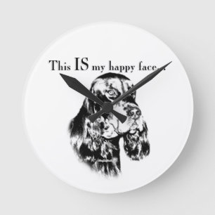 Gordon Setter Happy Face Round Clock