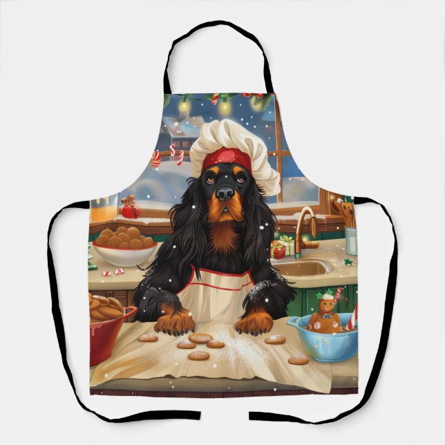 Gordon Setter Holiday Baking: Festive Christmas Apron (Front)