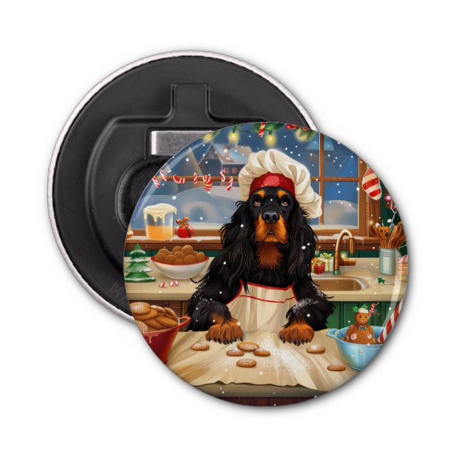Gordon Setter Holiday Baking: Festive Christmas Bottle Opener (Front)