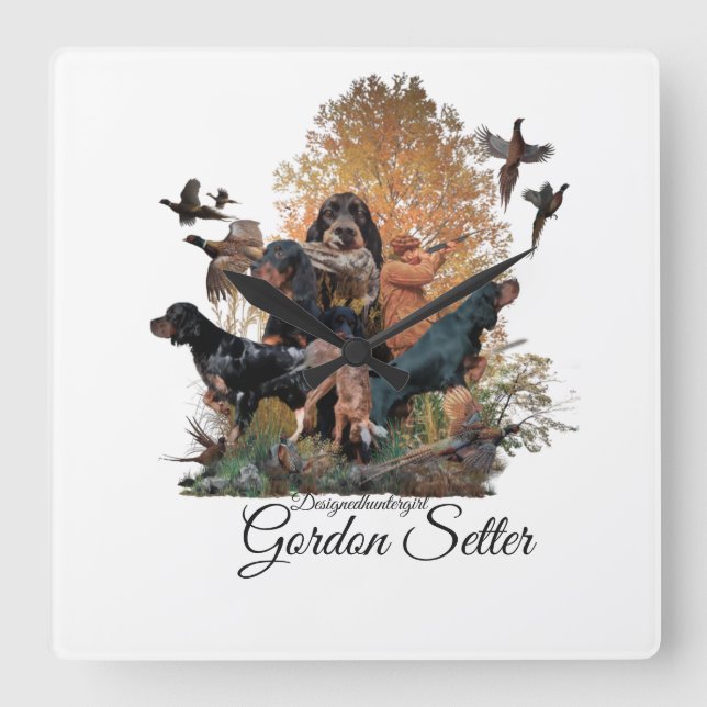 Gordon setter,Hunting season Square Wall Clock (Front)