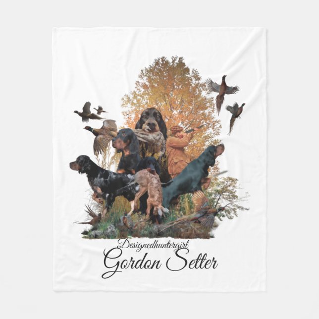Gordon Setter, hunting season Wood Wall Art Coffee Fleece Blanket (Front)