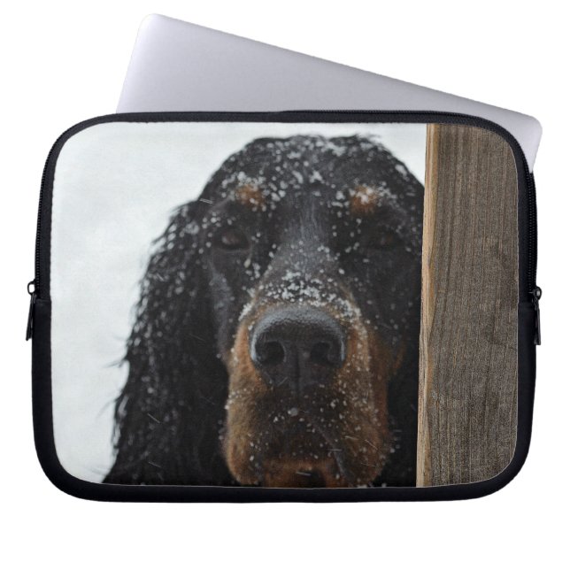 Gordon Setter in Winter Laptop Computer Sleeve (Front)