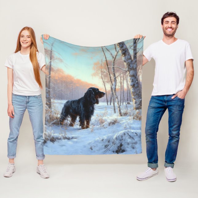Gordon Setter Let It Snow Christmas Fleece Blanket (In Situ)