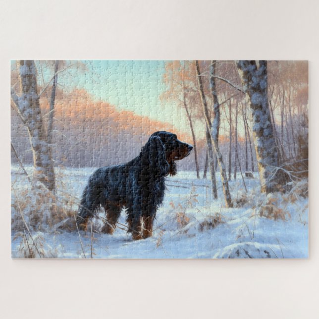 Gordon Setter Let It Snow Christmas Jigsaw Puzzle (Horizontal)