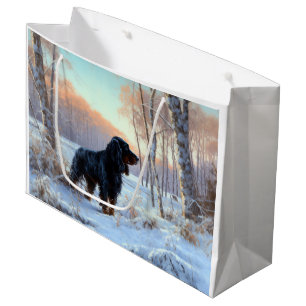 Gordon Setter Let It Snow Christmas Large Gift Bag