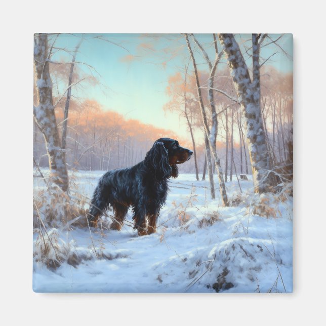 Gordon Setter Let It Snow Christmas Magnet (Front)