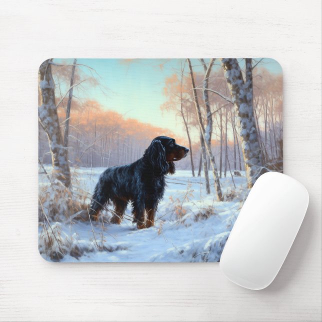 Gordon Setter Let It Snow Christmas Mouse Mat (With Mouse)