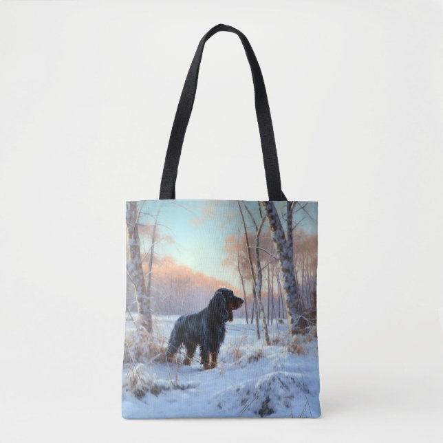 Gordon Setter Let It Snow Christmas Tote Bag (Front)