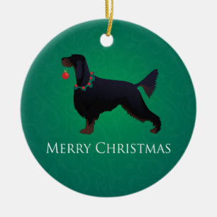 Gordon Setter Merry Christmas Design Ceramic Tree Decoration