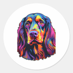Gordon Setter Neon Design Classic Round Sticker