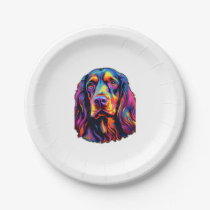 Gordon Setter Neon Design Paper Plate