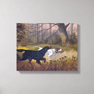 Gordon Setter on Point Print on Canvas