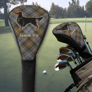 Gordon Setter over Weathered Gordon Tartan Golf Head Cover