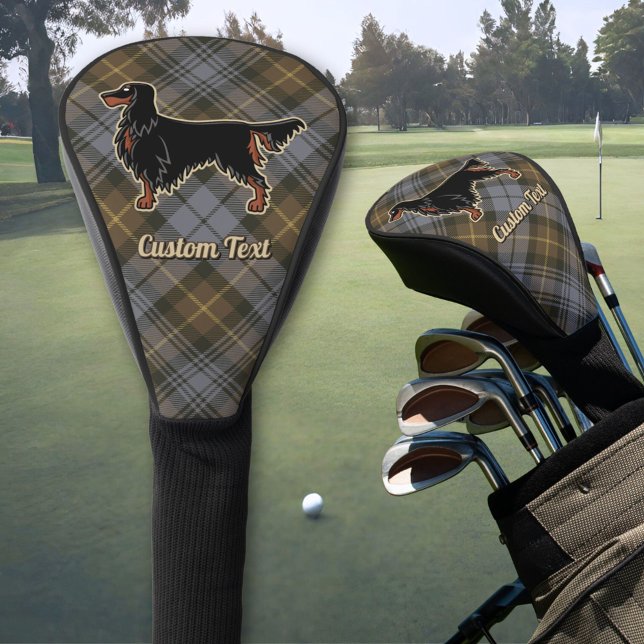 Gordon Setter over Weathered Gordon Tartan Golf Head Cover (Creator Uploaded)