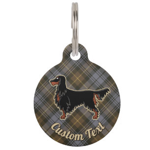 Gordon Setter over Weathered Gordon Tartan Pet Tag