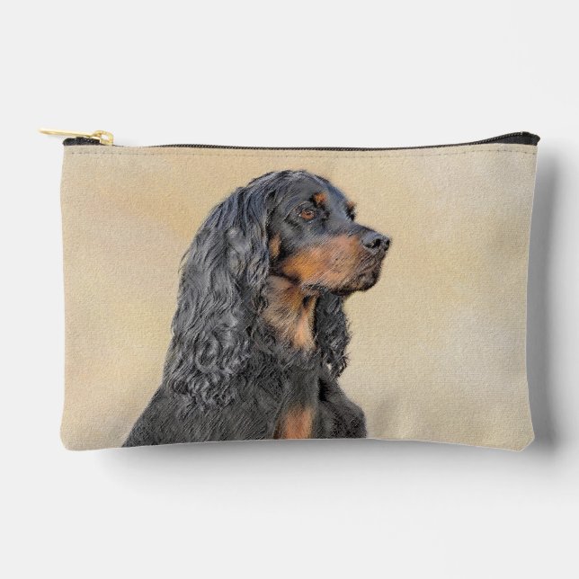 Gordon Setter Painting Black Cute Original Dog Art Accessory Pouch (Front)