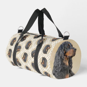 Gordon Setter Painting Black Cute Original Dog Art Duffle Bag