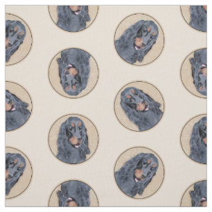 Gordon Setter Painting Black Cute Original Dog Art Fabric