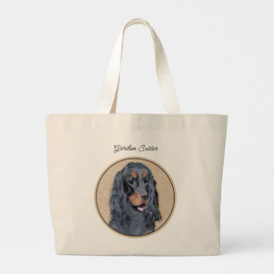 Gordon Setter Painting Black Cute Original Dog Art Large Tote Bag