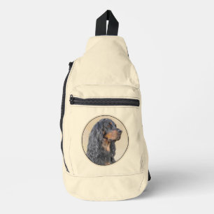 Gordon Setter Painting Black Cute Original Dog Art Sling Bag