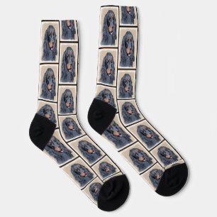 Gordon Setter Painting Black Cute Original Dog Art Socks