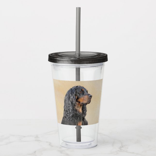 Gordon Setter Painting - Cute Original Dog Art Acrylic Tumbler (Front)