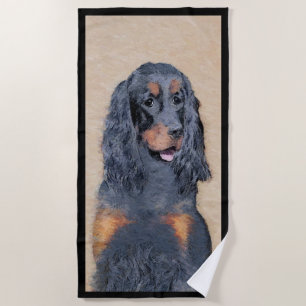 Gordon Setter Painting - Cute Original Dog Art Beach Towel