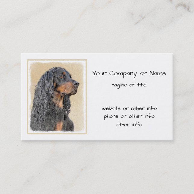 Gordon Setter Painting - Cute Original Dog Art Business Card (Front)