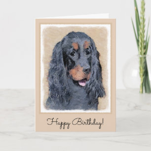 Gordon Setter Painting — Cute Original Dog Art Card