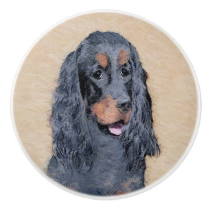 Gordon Setter Painting - Cute Original Dog Art Ceramic Knob
