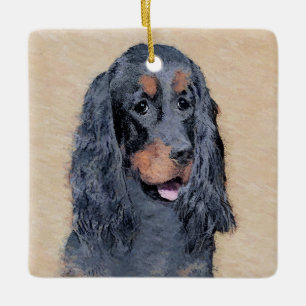 Gordon Setter Painting - Cute Original Dog Art Ceramic Ornament