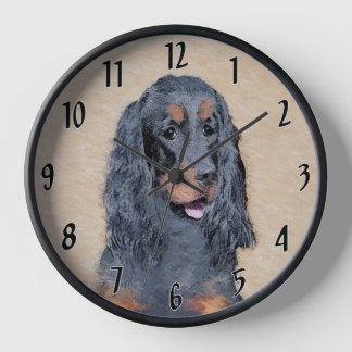 Gordon Setter Painting - Cute Original Dog Art Clock