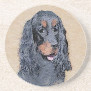 Gordon Setter Painting - Cute Original Dog Art Coaster